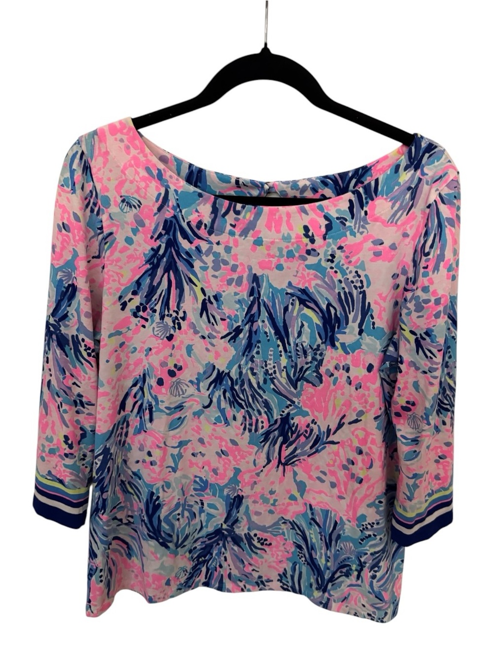 Lilly Pulitzer Waverly Fan Sea Pants 3/4 Sleeve Top L